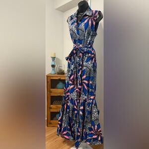 MAE OTTI Floral Blue, Pink Women's Maxi Dress